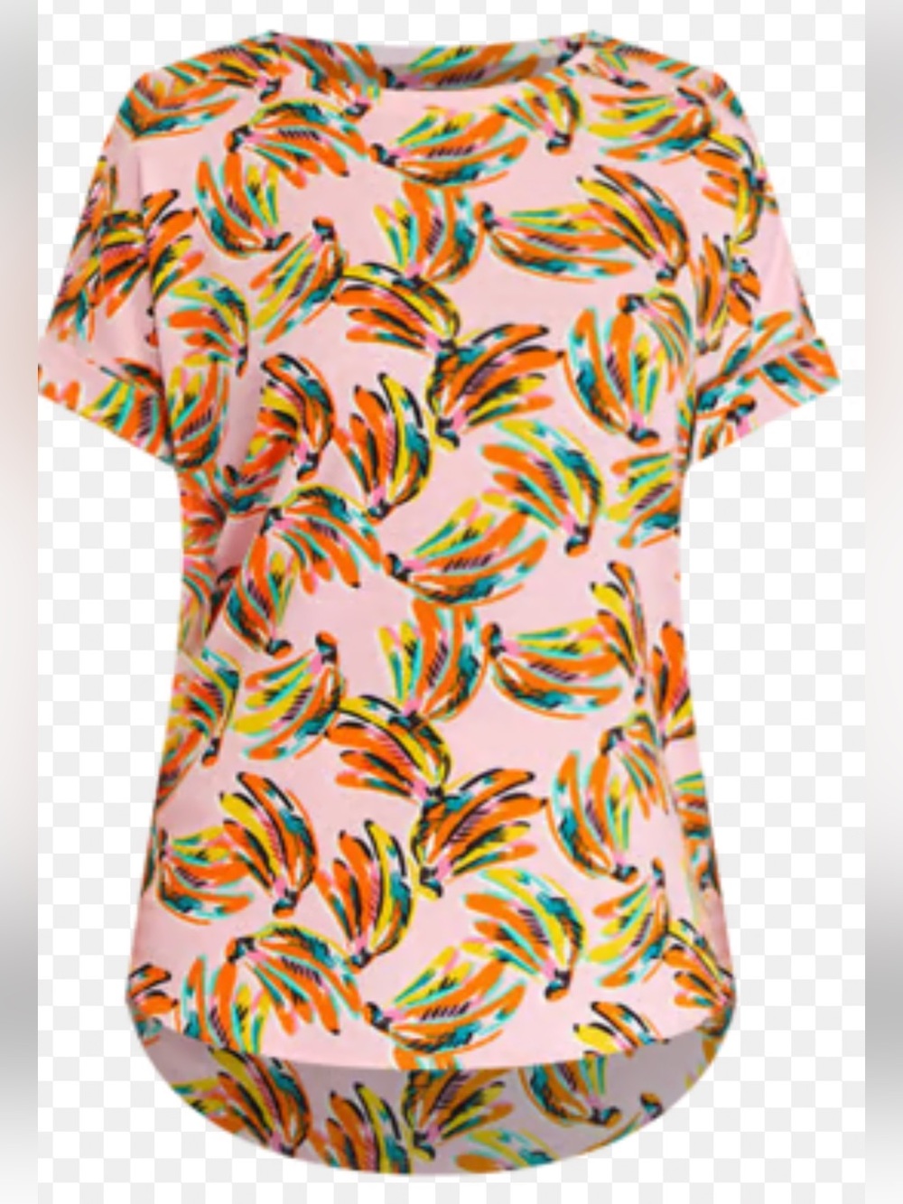 Crown & Ivy Pink Tropical Pastel Banana-Print Top
